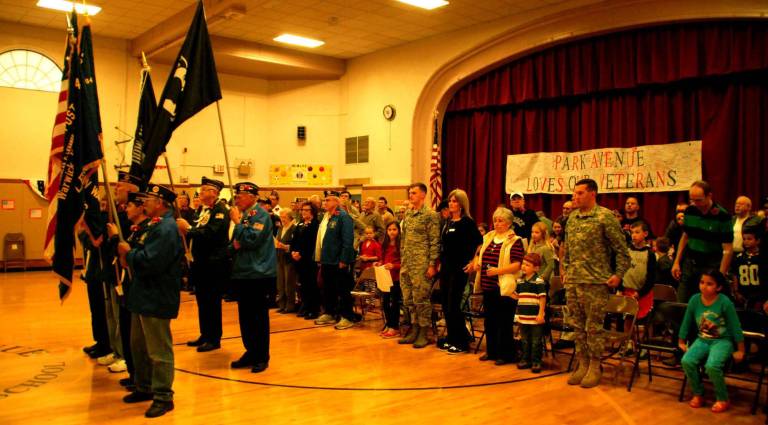 Park Ave students celebrate veterans Photos by Ed Bailey The color guard at the fifth annual Veterans Day celebration at Park Avenue Elementary School.