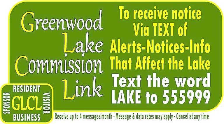 Hewitt. Text the Greenwood Lake Commission The Greenwood Lake Commission has launched the Greenwood Lake Commission Link or GLCL, a service that broadcasts alerts, notices and information pertaining to Greenwood Lake via text. Please take a moment to subscribe to GLCL by texting the word LAKE to 555999 and following the prompts to begin receiving up to four messages/month. Cancel at any time. Message and data rates may apply.