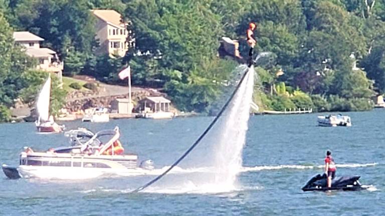 Plenty of activity on Greenwood Lake seen from The Breezy.. Photo courtesy Paul Bailey.