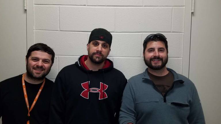 The Winning Beard Steven Altieri: We are playing for Wounded Warrior Project. I'm on the right and these are 2 of my coworkers. Dan Lynch is on the left and Mike Arcuni is in the middle. Saying whats up from Orange and Rockland Utilites.