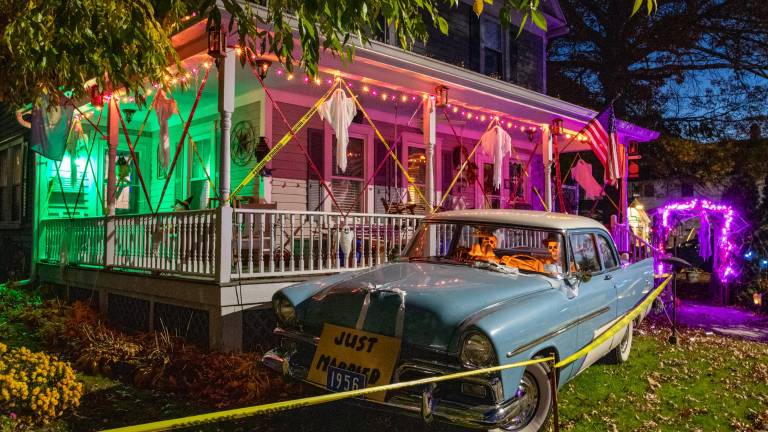 Spiderwebs, skeletons and spooky scenes 23 Orchard Street, Warwick, NY. Photo by Aja Brandt