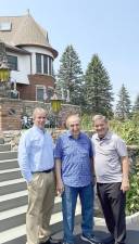 Leo R. Kaytes Jr., left, is congratulated on being selected 2021-2022 Warwick Citizen of the Year by his father, Leo Kaytes Sr., and Stan Martin, chairing the event for the 14th time. He and Outstanding Community Service Award winners Vincent Poloniak and Roger Gavan will be honored Sept. 15 at the Chateau Hathorn. Because of COVID cancellation of the 2020-2021 event, last year’s honorees will also be recognized. Warwick Town Supervisor Michael Sweeton will serve as master of ceremonies. Photo by Laurene Iammatteo.