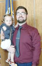 New citizen Michael Mikes and his daughter, Lia, at the Orange County naturalization ceremony on Thursday, Aug. 26. Mikes is from the Czech Republic and now lives in Monroe. Photo provided by the Orange County.