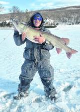 Warwick, N.Y. resident Viktor Gelman is shown with a 45-pound musky he caught on Greenwood Lake. It is awaiting certification as a New Jersey state record.