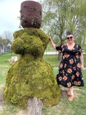 2025 Village of Warwick Artist in Residence Nicole Hixon with her work Divine Feminine: Feeding Nature.