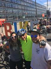 Pictured from left to right: Lara Mollica, Steve Butfilowski and Alex Butfilowski. Lara Mollica and Steve Butfilowski of Greenwood Lake recently completed the final 105-mile bicycle tour of New York City.