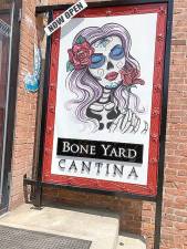 Bone Yard Cantina entrance sign