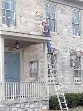 Craftsman Mike Hazard has been replacing the rotted windowsills of Baird’s Tavern, retaining the building’s historic character and restoring it to withstand another hundred years. Provided photos.