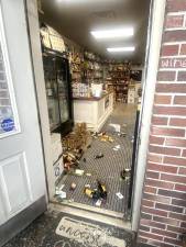 On May 8, Wine Time Owner Mark Chisolm shared a photo on the business’ Facebook page, depicting the damage done by the reported break-in. (photo posted with permission).