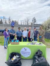 Over 70 lbs. of unwanted medications were collected during National Prescription Drug Take Back Day. Shown, from left, are: Warwick Valley Coalition Coordinator Francesca Bryson, Warwick Police Officer Nick Scotto, Chief John Rader, Director of Prevention Services Annie Colonna, Mayor Michael Newhard, Town Supervisor Michael Sweeton &amp; US National Guard Technical Sergeant Luis Giron.