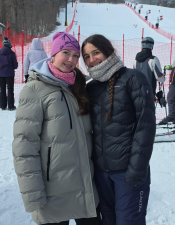Emma Fontaine (left) and Ava Fanos (right) compete at the NYSPHSAA State Championships for the Wildcats.