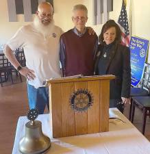 Guest speaker Michael Helme, center, from Sustainable Warwick discussed the importance of recycling, especially refrigerants, during a recent Warwick Valley Rotary Club luncheon. Also shown are Rotary Program Chair Wayne Patterson and Warwick Rotary President Tina Buck. . For additional information contact Michael Helme at sustainablewarwick5@gmail.com or visit website sustainablewarwick.org.