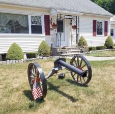 Hand-crafted cannon outside the home of Patrick and Anita Colman in Warwick. Photo by Terry Gavan.