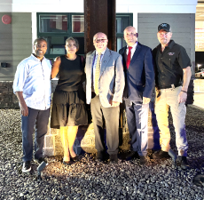 Left to right: Village Trustees Chad Sellier and Thais Pilieri; Village Mayor, Tom Howley; Town Supervisor, Jesse Dwyer; and Village Trustee, John Trazino.