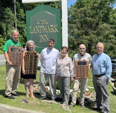 From left: Stan Martin of the Warwick Valley Rotary Club, Co-chair Tina Buck, Landmark Inn chef and co-owner Michael DiMartino, Rotary President Deborah Giuliani, Master of Ceremonies Michael Sweeton, and Co-chair Leo Kaytes.