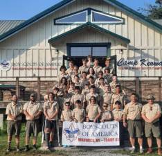 This year in July, 30 scouts spent a week at Ten Mile River Scout Reservation at Camp Keowa in Sullivan County. There they earned many merit badges. Photo provided by