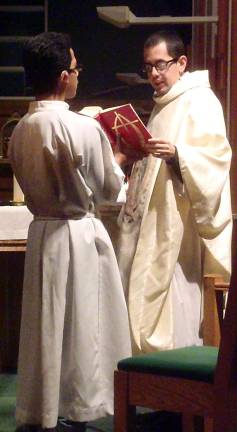 The Mass was said by the Rev. Adaly Rosado from the Church of St. John, the Evangelist, in Goshen.