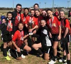 The Force FC &#x2018;04 girls team: Pictured left to right, kneeling, are: Shania Qu and Livia Davidson. Standing, left to right are: Heather Molloy, Lauren Morgante, Ella Natal, Courtney Key, Keira Cunningham, Cassidy Stella, Lindsay Sundheimer, Diane Lange and Amanda Donohue. Amaya Hill, Keira Larney, Meghan Selvaggio, Olivia Salkowsky, Olivia Shippee and Skyler Blanton are also members of the team.