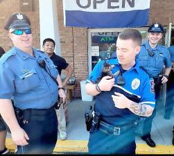 Coffee with a cop and a kitten