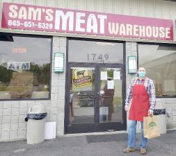 Owner Stephan Kitar outside Sam’s Meat Warehouse at Remee Plaza, 468 Route 17A in the Village of Florida. Photo by Terry Gavan.