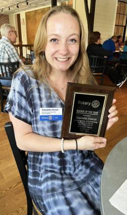 Samantha Ferrari named Rotary District 7210’s “Rookie of the Year” for her efforts to raise funds for a Rotary college scholarship.