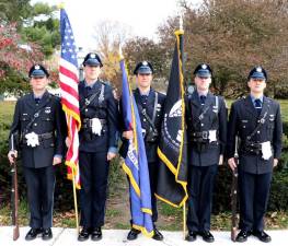 Members of the new Town of Warwick Police Department Color Guard participated in the recent Veterans Day Parade and ceremonies. Pictured from left to right are: Officer Sean McNamara, Officer Neil Ryan, Sgt. Brian Luthin, Officer Brian Siniscalchi and Officer Michael Mazzella. Other members of the Color Guard who could not be present for the photograph that day are Sgt. Keith Slesinski, Officer Brien Pennella, Officer Joseph Kennedy and Officer Russell Sircable. Photo by Roger Gavan.