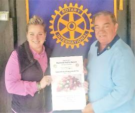 Warwick Valley Rotarians are selling long-stem roses as a fundraiser for their three dozen service projects. The roses, available in red, yellow and two-toned for $25 per dozen, will be delivered on Tuesday, April 21, in time for Administrative Professional Day. Warwick Rose Chair Joyce Perron, left, urged residents to purchase the roses for their loved ones or their valued employees. Roses can be ordered online at the Warwick Valley Rotary Club website or by contacting any Warwick Rotarian. Deadline for orders is April 12. Stan Martin, right, is coordinating Rotary’s donation of approximately 1,000 roses to local senior citizens and military veterans.