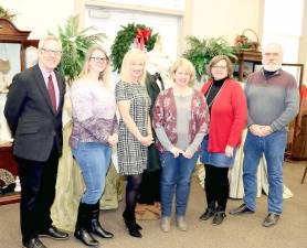 Assembled at the Warwick Historical Society’s A.W. Buckbee Center to formalize plans for the Jan. 22 Warwick Valley Chamber of Commerce Business Mixer are, from left, Executive Director Michael Johndrow, Chamber Marketing Manager Bea Arner, Programs Chair Janine Dethmers, Warwick Historical Society Executive Director Nora Gurvich, Society Office Manager Lisa Ryan and chamber past President John Redman.