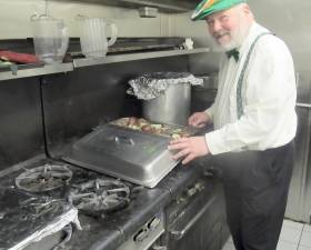 Richy McKenna cooked 75 lbs. corn beef, 50 lbs. cabbage and 35 lbs. potatoes for the Greenwood Lake American Legion’s celebration of St. Patrick’s Day. Photos by Ed Bailey.