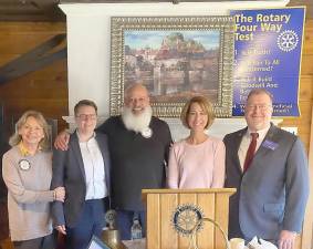 Shown, left to right, at a recent Warwick Valley Rotary Club meeting are Jan Brunkhorst, Mary Williams, Wayne Patterson, Annette Donahue Kahrs and Ed Lynch.