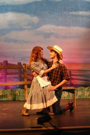 Curly, played by Kyle Pitts of Vernon, N.J., and Laurey, played by Kayla Jardine of Warwick.