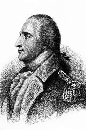 Credit: National Archives and Records Administration Copy of engraving by H.B. Hall after John Trumbull, published 1879. Benedict Arnold was a general during the American Revolutionary War who originally fought for the American Continental Army but defected to the British Army. While a general on the American side, he obtained command of the fort at West Point and plotted to surrender it to the British forces. After the plot was exposed in September 1780, he was commissioned into the British Army as a brigadier general.