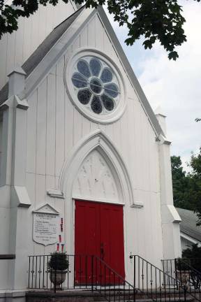 Photo provided by Eileen Patterson/Creative Vision The front doorway and stained glass window will be refurbished in the first phase of a renovation of Christ Church in the Village of Warwick.