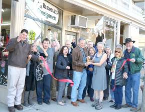 Village of Florida Mayor Daniel Harter, left, with representatives of the Warwick Valley and Florida chambers of commerce joined Cheryl and Doug Petersen, center, the new owners of Random Acts of Consignment, for the shop's grand opening and ribbon-cutting ceremony on Friday, Nov. 15.