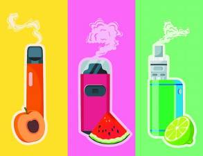 According to the U.S. Food and Drug Administration, more than 2.5 million (1 in 10) middle school and high school students use e-cigarettes. The majority use flavored e-cigarettes with fruity or sweet flavors. Flavored vapor products, such as mint chocolate, bubblegum and cotton candy, are designed to appeal to young people.