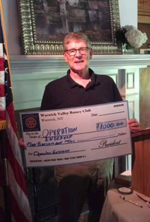 Photo by Mary McClurg Warwick Rotary President David Eaton has announced that the 65-member community service organization has donated $1,000 to aid in disaster relief in the aftermath of Hurricane Harvey in Texas.
