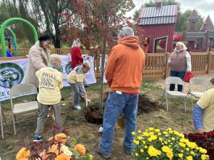 Participants at the 2024 Village of Warwick Arbor Day event at Stanley-Deming Park.