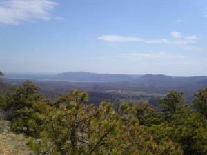 The view from the top of Schunnemunk State Park, with Storm King Mountain in the distance.