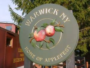 The Warwick Applefest sign at the Chamber of commerce caboose office. This year’s celebration of all things apples and Warwick has been canceled because of continued concerns about COVID-19. Provided photos.