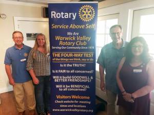Present, past and future Warwick Valley Rotary presidents, left to right, are: Neil Sinclair, Laura Barca and David and Patti Dempster. Provided photo.