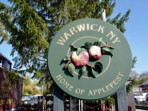 Warwick Applefest sign at the Warwick Valley Chamber of Commerce headquarters.