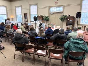 Sue Gardner and audience during presentation.