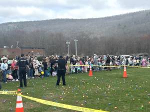 Children gather for the annual PBA Easter Egg Hunt in Greenwood Lake