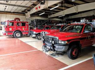 Warwick Fire Department Station 1 Headquarters apparatus await inspections.
