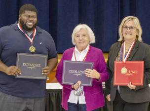 From left to right are Chad Boyce, Crisis Para Educator at Orange-Ulster BOCES, Martha Bogart, Orange-Ulster BOCES Board member and Kathleen Smith, the Director of Career and Technical Education at Orange-Ulster BOCES. Photo by EC Media Group LLC.