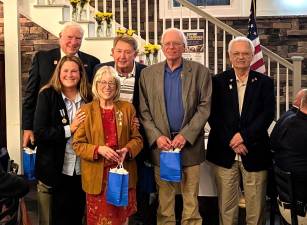Lion Bruce Rohner - 50 years as a GWL Lion, Lion Eric Giertsen - 44 years, Lion Bob Kiedaish - 37 years, Lion Nancy DeAngelo - 37 years, Lion Gus Hartig - 22 years and Lion President Arianna Kafka.