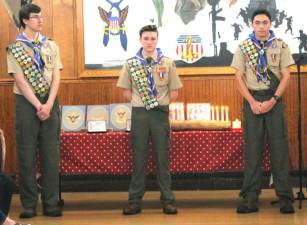 The Eagle Scouts Paul Fromageot, Aiden Hamilton, and Thomas Kanz on June 18, 2023.