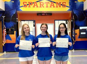 Left to Right: Georgia Maesano, Sierra Grove and Ava Andrade show off their certificates from the Touro College’s MedAchieve program.