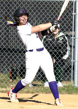 Warwick plays Minisink Valley in a varsity softball game on April 8, 2026. Lorenza Brennie (pictured).