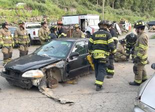 Last Thursday evening the Warwick Fire Department’s Extrication Team held its monthly scheduled drill at the Specht’s Family Garage on Covered Bridge Road. Photos provided by Michael Contaxis, 1st Assistant Chief Warwick Fire Department and the WFD’s Fire Prevention chairman.